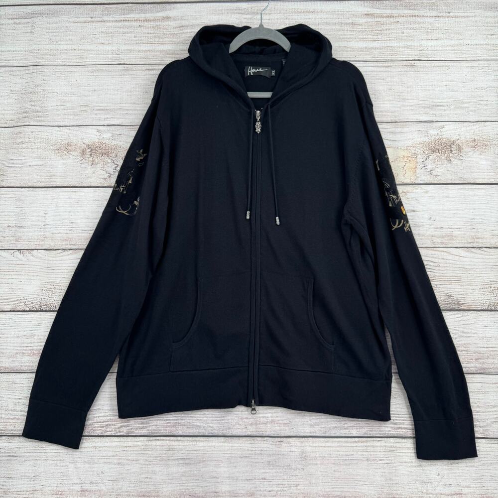 Howe Zip Up Hooded Sweatshirt Mens XL Black Streetwear